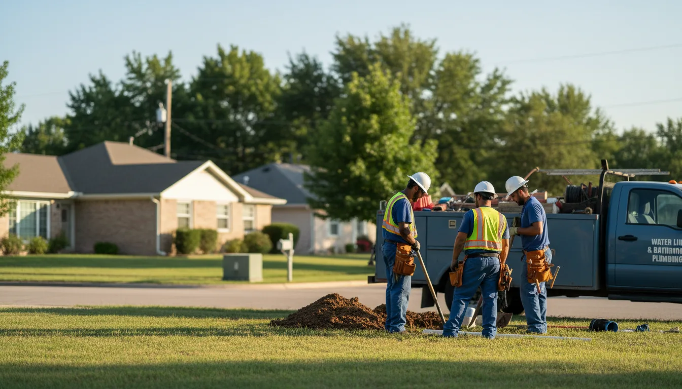 Residential water line and bathroom plumbing service in Elmer, OK